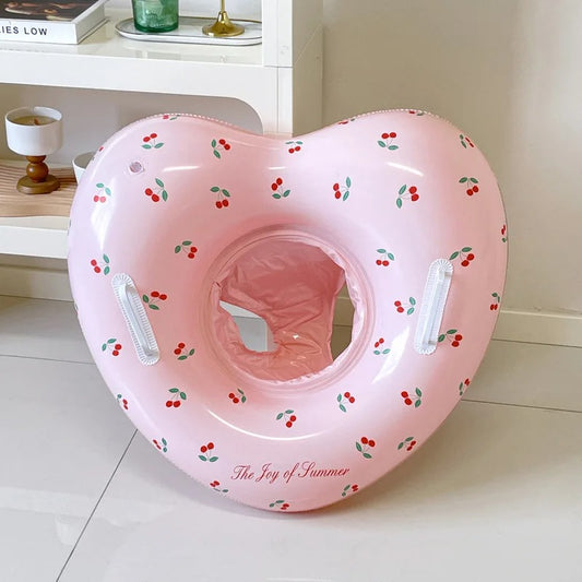Cherry Inflatable Heart Swim Ring with Double Handle | WAVENSTONE